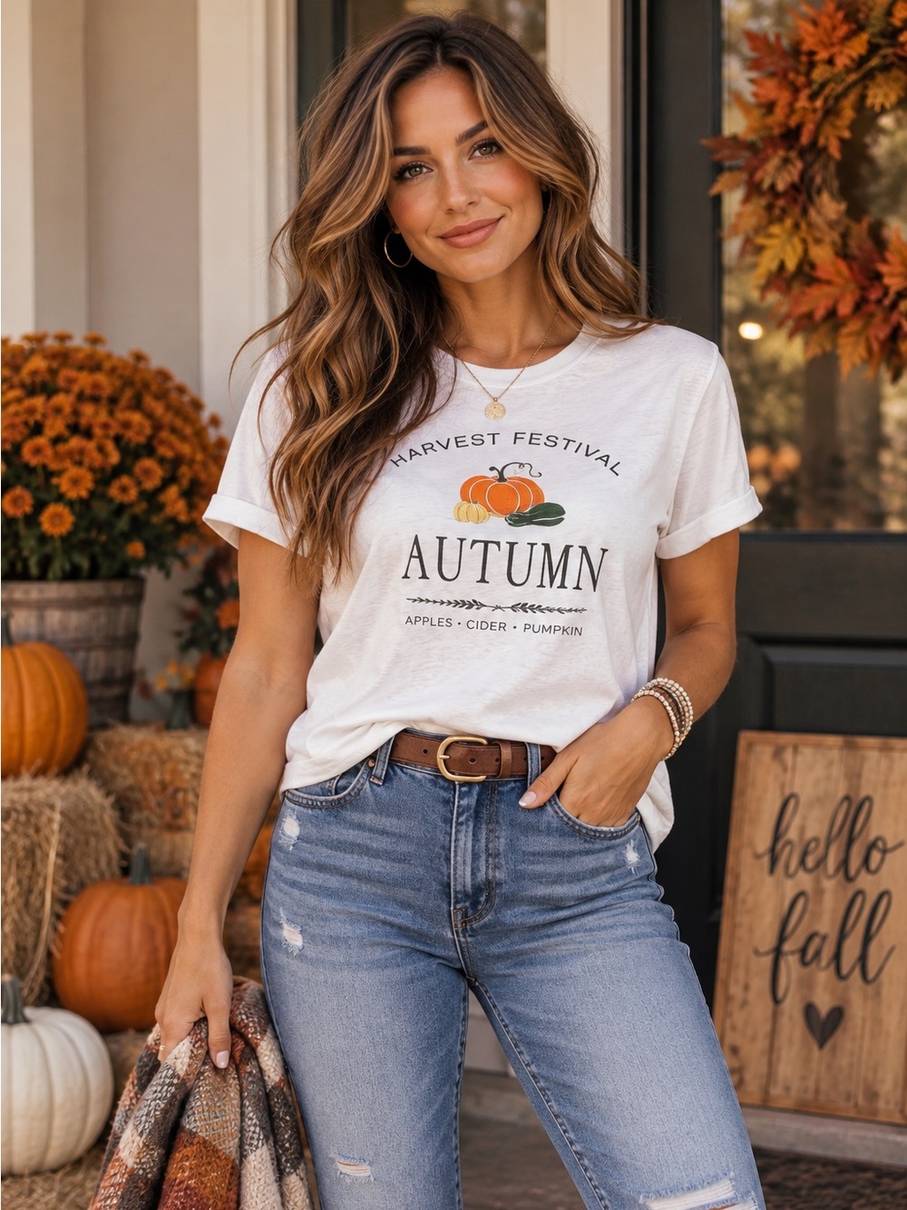 NWT LOFT Harvest Festival Autumn Tee - White